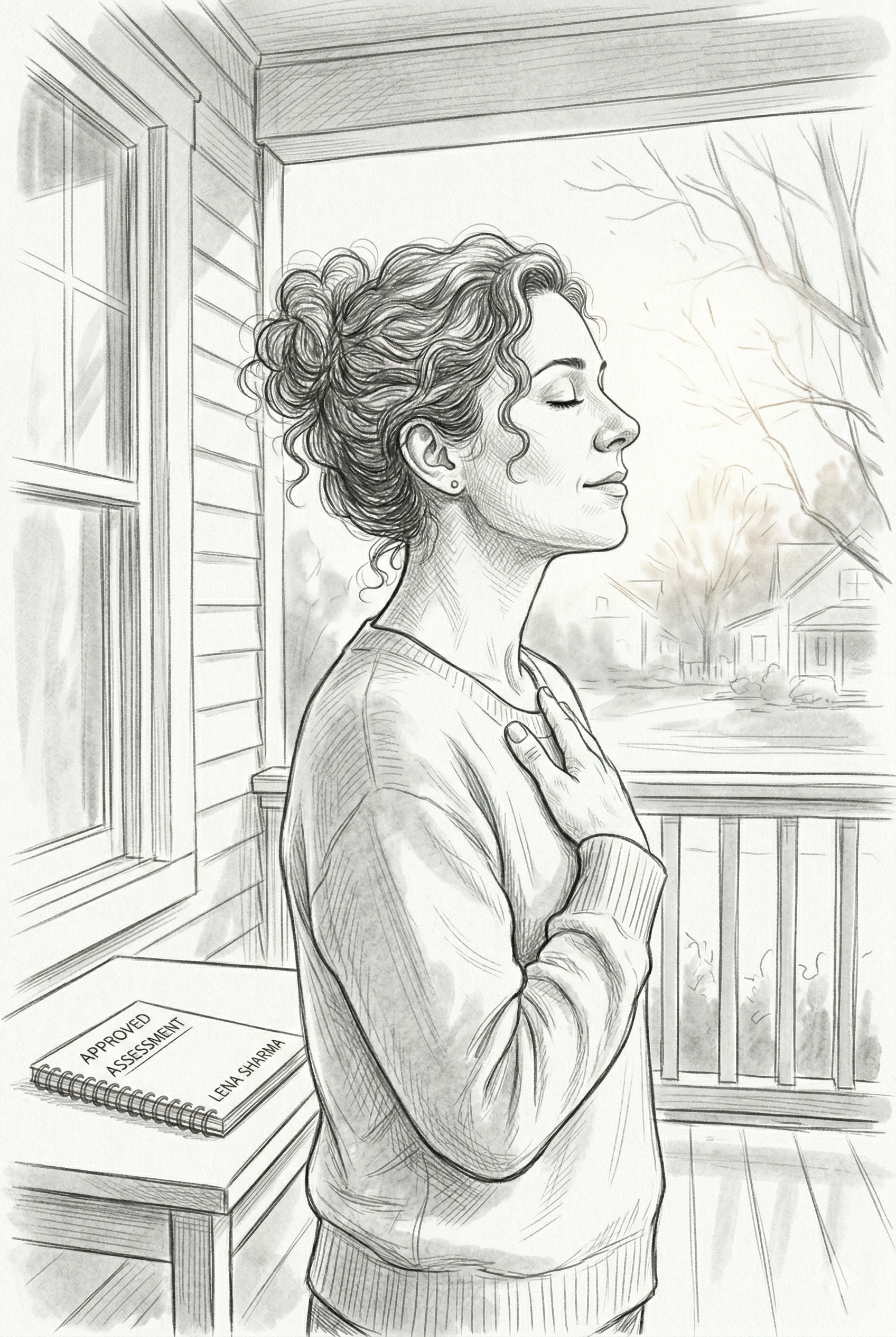Woman looking thoughtful, gazing out a window